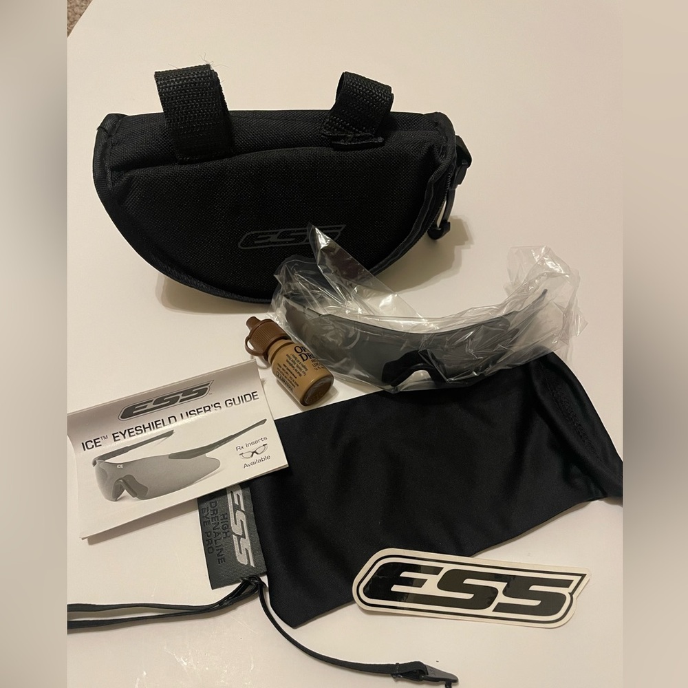 ESS ICE Ballistic Glasses,case and replacement lens.